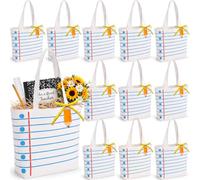 Kacctyen Lot de 12 mini sacs fourre-tout en toile pour enseignant, cadeaux de reconnaissance pour enseignants, carnets, cartes à crayons et rubans de règle pour femme, salle de ureau