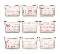 Kacctyen Lot de 9 trousses de maquillage pour femme - Cadeau de reconnaissance pour travailleur social, mois de bénévolat, remise de diplôme, cadeaux de remerciement, rose, Arc de la Bible
