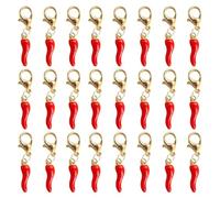 Kacerter 24 Pièces Porte-Clés Piment Rouge Porte-Bonheur, Breloques Pendentifs avec Mousqueton, Accessoires Cadeaux pour Fête, Anniversaire, Remise de Diplôme, Noël, Décoration de Sac