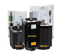 KACGHRDN Nema34/42/52 Stepper Motor Kit 4.5-50Nm | 3-Phase Motor 14/19mm Shaft | EC3522/EC3822 Driver for CNC/Robotics (80-240V)(Nema52 35Nm Motor)