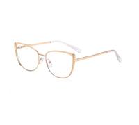 kachawoo Lunettes anti-lumière bleue rétro pour femme - Monture en métal - Œil de chat - Anti-lumière bleue - Lunettes d'ordinateur, Doré avec transparent, m