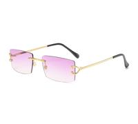 kachawoo Lunettes de soleil légères assorties pour selfies de rue Lunettes de soleil tendance sans monture en métal pour femmes et hommes, Doré avec rose
