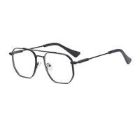 kachawoo Verres anti-lumière bleue pour hommes Lunettes en métal Lunettes carrées Cadre double pont Tendance Eyewear, Noir avec transparent, L