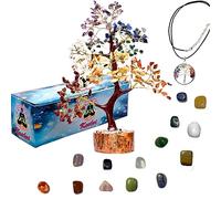 KACHVI. Cadeaux de méditation spirituelle pour Les Femmes. Cristaux de Pierres précieuses. Décoration pour la Maison et Le Bureau. 300 Perles. avec 14 Pierres Naturelles polies et Arbre de Vie.