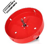 KACNON Scie cloche - 180 mm - Acier rapide universel HSS M42 bi-métal avec tige hexagonale et foret - Tailles complètes - Pour bois, plastique, plaque de plâtre, tôle - Rouge