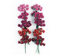 KADADSA Lot de 100 mini roses artificielles en papier rouge 5 couleurs 15-18 mm pour loisirs créatifs et décoration