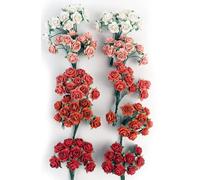 KADADSA Lot de 100 mini roses mélangées orange rouge blanc cinq couleurs mûrier papier fleur 15-18 mm scrapbooking mariage bricolage fournitures carte