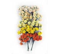 KADADSA Lot de 100 petites roses artificielles mélangées orange jaune nuance cinq couleurs de mûrier 15-18 mm fleur mariage scrapbooking