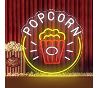 KADAFAGO - Enseigne néon LED de pop-corn - Lumière néon LED de pop-corn - Décor mural pour bar à snacks et magasin - Art de lumière de cinéma pour la nourriture - Lumière néon de pop-corn réglable