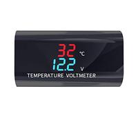 Kadagg 2 en 1 Voiture Moto Étanche pour 12V Voltmètre Thermomètre 0,28 Pouce Affichage Température Compteur Boîtier en Plastique