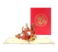 Kadagg Cartes de Nouvel an Dragon Chinois Popup 3D Faites à la Main 2024 Cartes de voeux créatives Papercraft pour Festival Nouvel an Paper Jam