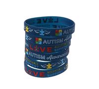 Kadagg Lot de 6 Bracelets de Sensibilisation La Sensibilisation crée Le Changement Bracelet en Silicone Bracelets Unisexes Bracelet inspirant Bleu Résine