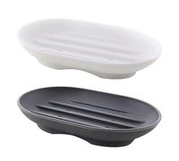 Kadagg Porte-Savon en Silicone Portable Porte-Savon de Douche antidérapant Porte-Savon pour Salle de Bain et Cuisine Paquet de 2 (Gris + Blanc) Silicone