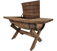 kadamahu Table basse en demi-tonneau en bois avec couvercle rabattable et | Entièrement assemblée et prête à l'emploi après le déballage, table d'appoint avec plateau plat, wengé, 80 × 50 × 44,5 cm