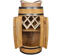kadamahu Tonneau aménagé à Double battant, Porte-flacons, Corbeille tressée | Casier en ciseaux 45 cm pour bouteilles de Ø8 cm max.; 4 charnières, fermeture magnétique, 2 niveaux, place pour calvados