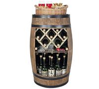 kadamahu Tonneau aménagé, Porte-flacons, Corbeille tressée, 80 cm | Deux niveaux pour jusqu’à 40 bouteilles de 0,75 l; corps du fût monté, place pour verres à cognac, calvados et liqueur