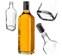 KADAX 1 bouteille de liqueur vide en verre de 500 ml avec bouchon à vis pour whisky, à remplir de schnaps, de whisky et de vin, bouteilles d'alcool en verre (noir, longue)