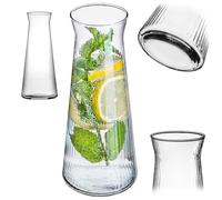 KADAX 1 x Carafe en verre 1L, carafe à eau en verre robuste, carafe à boissons résistante au lave-vaisselle, carafe à eau sans plomb, carafe pour eau, jus, limonade, lait (Modèle 2)