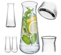 KADAX 2 x Carafe en verre 1 L, Carafe à eau en verre robuste, Carafe à boissons résistante au lave-vaisselle, Carafe à eau sans plomb, Carafe pour eau, jus, limonade, lait (Modèle 2)