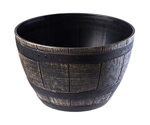 KADAX Ø40 cm - Pot de Fleurs en Plastique pour intérieur et extérieur, Cache-Pot Imitation Bois, Design tonneau élégant (Marron foncé)