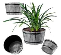 KADAX Ø50 cm - Pot de Fleurs en Plastique pour intérieur et extérieur, Cache-Pot Imitation Bois (Gris Clair)