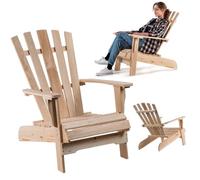 KADAX Adirondack Chaise de jardin en bois, avec dossier haut et accoudoirs, chaise de relaxation, fauteuil d'extérieur en bois pour le jardin (bois naturel)