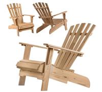 KADAX Adirondack Chaise de jardin en bois, avec dossier haut et accoudoirs, chaise de relaxation, fauteuil d'extérieur en bois pour jardin, foncé