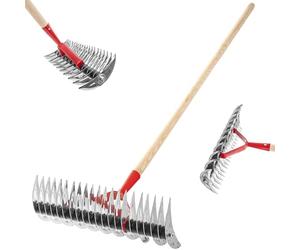 KADAX Aérateur de Gazon, scarificateur Manuel pour Jardin, pelouse, Mousse, Accessoires de Jardin en métal, râteau de Coupe, cultivateur, aérateur de Gazon, scarificateur (Double Face, avec Manche)