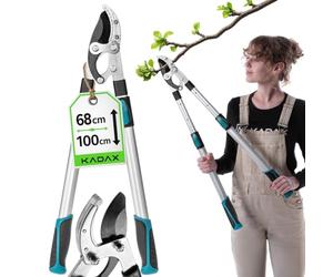 KADAX Amboss Sécateur télescopique de 68 à 100 cm pour branches épaisses jusqu'à 50 mm, sécateur avec poignées antidérapantes et lame en acier tranchante pour une coupe précise des arbres