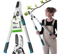 KADAX Amboss Sécateur télescopique de 70 à 100 cm pour branches épaisses jusqu'à 80 mm avec poignées antidérapantes et lame en acier tranchante pour une coupe précise des arbres