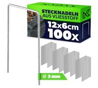 KADAX Ancrage au Sol en Acier, Lot de Piquets d'ancrage en Forme de U, Agrafes de Jardin, Piquets de Fixation, Toison De Mauvaises Herbes (100, 6 x 12 cm)