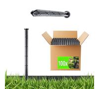 KADAX Ancrages au sol pour montage, 25 cm, 100 x Ancrages au sol en plastique, Ancrages avec picots, Ancrages au sol en plastique pour espaces extérieurs et grilles de pelouse (Noir, Rond)