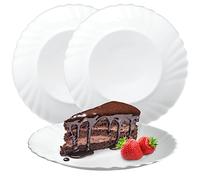 KADAX Assiette à dessert en verre trempé, set de 3, assiette simple, assiette à gâteau, assiette à salade, assiette ronde pour le petit déjeuner, assiette à manger, lavable au lave-vaisselle