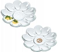 KADAX Assiette à oeufs "Ferry", en verre, Assiette pour oeufs, Plaque pour oeufs, Coquetier, 21 cm, Transparent, 2 pièces