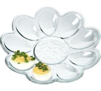 KADAX Assiette à oeufs "Ferry", en verre, Assiette pour oeufs, Plateau pour oeufs, Coquetier, 21 cm, Transparent, 1 pièce