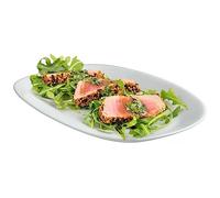 KADAX Assiette de service, rectangulaire, 23 x 16,5 cm, en porcelaine, plateau de service en porcelaine blanche, plateau de service adapté au micro-ondes (blanc)