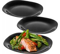 KADAX Assiette 'Moiano', Assiette plate noire, Assiette 28cm, trois pièces