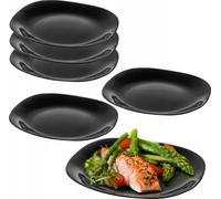 KADAX Assiette plate "Moiano", set d'assiettes en verre, noir, 6 pièces