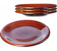 KADAX Assiette plate "Olympia", Assiette en terre cuite avec couche de céramique, Assiette de service, Assiette plate, Marron, 19 cm, 4 pièces