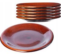 KADAX Assiette plate "Olympia", Assiette en terre cuite avec couche de céramique, Assiette de service, Assiette plate, Marron, 19 cm, 6 pièces