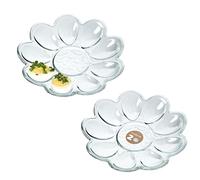 KADAX Assiette verre, diamètre 21,5 cm, porte-œufs, plateau forme florale transparent