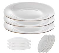 KADAX Assiettes à Dessert en Verre Trempé 21 cm Blanches Bord Doré (3 pcs)