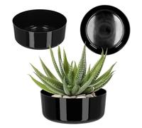 KADAX Bac à fleurs, en plastique, rond, récipient pour plante, pour rebord de fenêtre, table, salon, jardinière, diamètre : 23 cm, noir