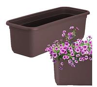 KADAX Bac à fleurs, Jardinière de balcon en plastique, Bac à plantes pour usage intérieur et extérieur, Pot de fleurs pour balcon, terrasse, rebord de fenêtre (40 cm, Marron)