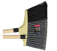 KADAX Balai de balayage routier et trottoir, balai de jardin avec manche en bois, balai de rue en nylon, balai industriel pour trottoirs (gris)