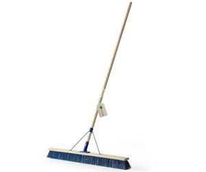 KADAX Balai de rue à long manche en bois et nylon avec support de manche en métal, large balai industriel confortable, sable, différentes tailles (100 cm)