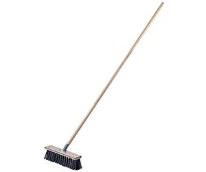 KADAX Balai de rue avec bord à gratter 2 en 1 Balai de Route Balai industriel à long manche en bois Balai de salle en plastique (30 cm)