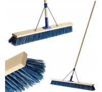 KADAX Balai de rue avec long manche en bois et nylon, balai avec support de manche en métal (100cm)