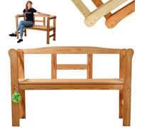 KADAX Banc de Jardin - 119 x 44 x 76 cm - en Panneau de Fibres de Bois - avec Espace de Rangement et Dossier - Résistant aux intempéries - pour Jardin, Balcon - Marron/H