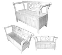 KADAX banc de jardin avec coffre Lena blanc